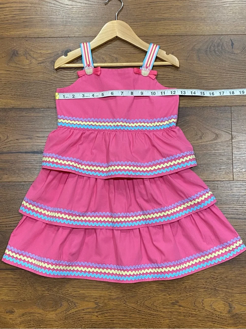 Gymboree Girls ‘Hello, Cupcake’ Pink Tiered Ric-Rac Sun Dress and Hair Clip 5T